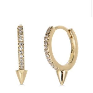 Pave Diamond 14k Gold Spike Huggie